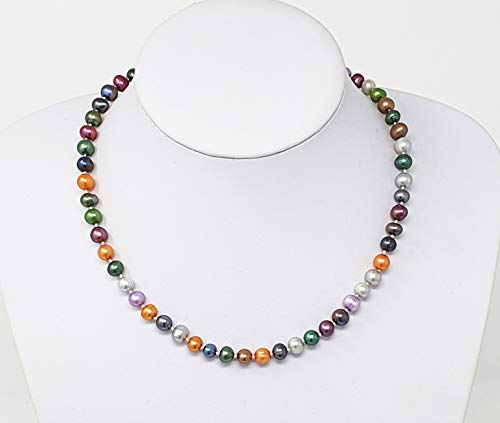Multi-Colour 8-9mm Freshwater Pearl Necklace Length 45cm Plus 5cm Chain Extender treasurebayb2b