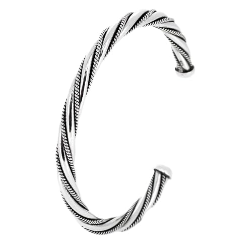 Handcrafted Men's 925 Sterling Silver Bangle Bracelet Adjustable size | Torque Bangle for Men treasurebayb2b