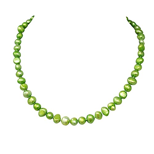 Elegant Womens Pearl Necklace 8-9mm Baroque Freshwater Pearl Necklace for Ladies Girls: White, Pink, Grey, Black, Green, Deep Red treasurebayb2b