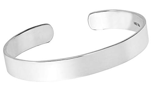 Mens 10mm Solid Plain 925 Sterling Silver Bangle Bracelet Jewelley Gift for Men treasurebayb2b