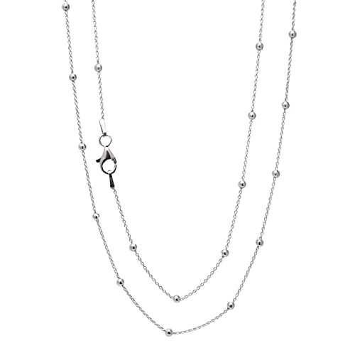Womens Silver Necklace Layers Stacking Small Silver Chain Necklace for women and girls - Italian 925 Sterling Silver Ball Chain Necklace Length 16" 18" 19" 20" 21" 22" 24" in treasurebayb2b