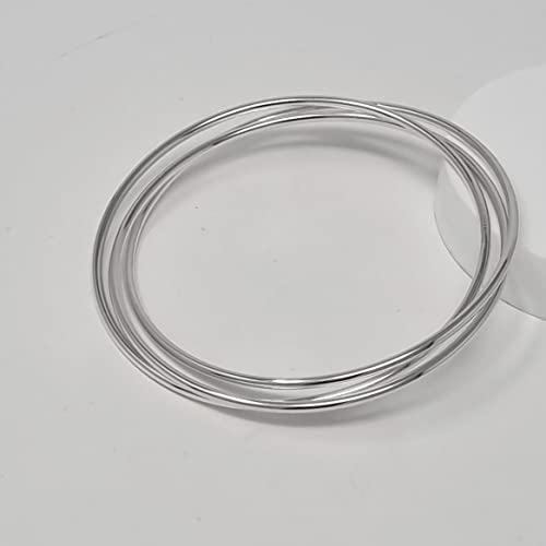 Womens Silver Bangle Bracelet - Set of Three 2mm 925 Sterling Silver Bangle - Bangle Bracelet For Women and Girls Diameter 6.5CM treasurebayb2b