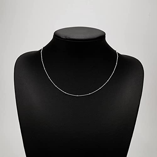 Women's Silver Necklace - 925 Sterling Silver Chain Necklace, Layers/Layered/Layering/Stack/Stacking Anchor Trace Chain Ball Beaded Chain Necklace Length 16" 18" 19" 20" 21" 22" 24" in treasurebayb2b