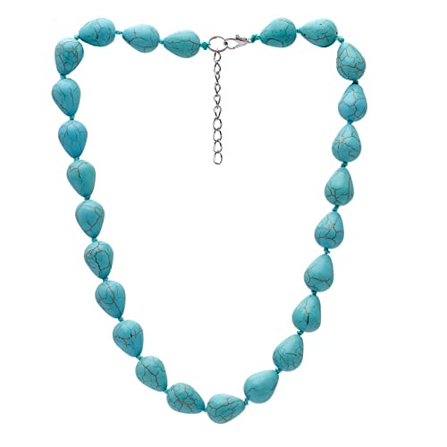 Handmade Teardrop Blue Turquoise Gemstone Necklace For Women treasurebayb2b