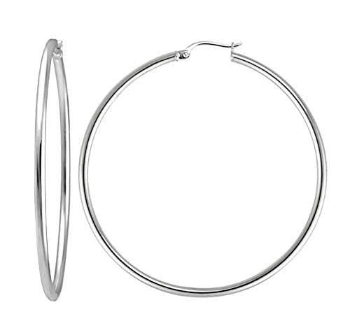 Women's Sterling Silver Large Hoop Earrings | 3mm x 7cm extra large Hoop Earrings for women and girls treasurebayb2b