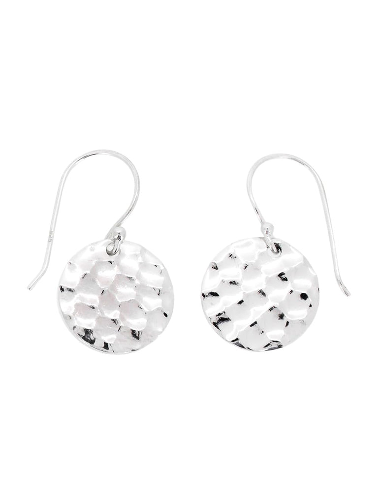 Women's Handmade Silver Disc Earrings, Round Disc Earrings | Sterling Silver Hammered Disc Earrings for Girls | Silver Drop Earrings - Gift Ideas for Women treasurebayb2b