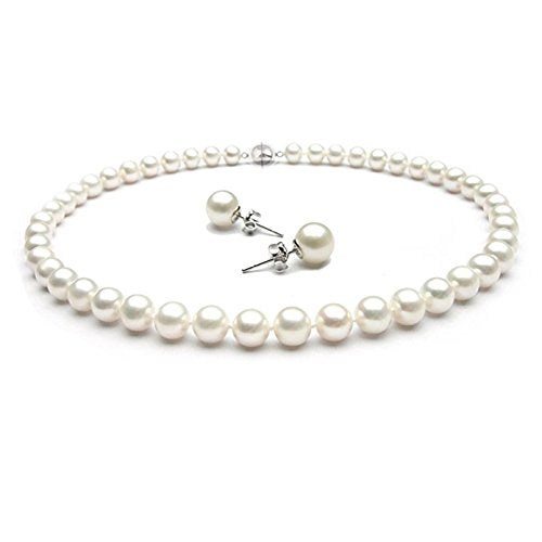 Stunning 8-9mm AA Grade Freshwater Pearl Necklace Choice of Length: 17"/43.5cm; 18"/46cm and 20"/51cm With FREE pair of 8mm Pearl Stud earrings, Pearl jewellery set treasurebayb2b