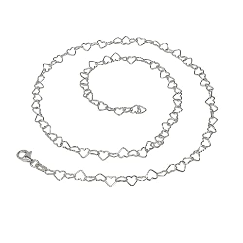 925 Silver Chain Necklace for Women and Girls | Classic Heart Links Chain Choker Necklace Layer Stack Necklace Length 42/46/48/50/52/55/60Cm treasurebayb2b
