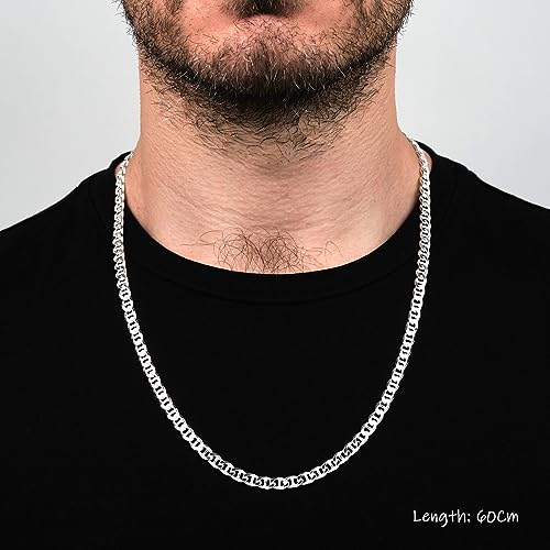 Men's Necklaces Heavy Thick 925 Sterling Silver 6.5MM Mariner Chain Necklace for Men Women Length 50/52/55/60 Cm treasurebayb2b
