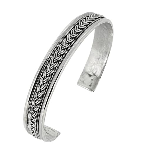 925 Sterling Silver Bangle Bracelet for Women and Men | Men's Double Lines Open Cuff Bracelet Adjustable Size treasurebayb2b