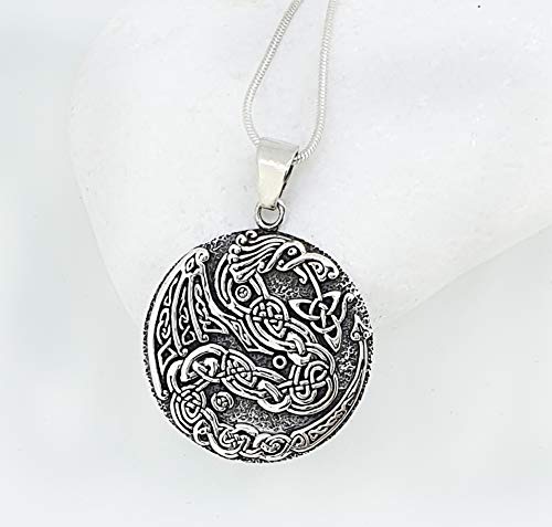 Men's 925 Sterling Silver Celtic Dragon Pendant with Chain treasurebayb2b
