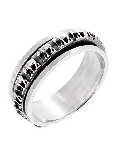 MENS WOMENS 7.5mm Solid 925 Sterling Silver Ring, Finger Ring, Elephant Design Spinning Stress Relief Ring treasurebayb2b
