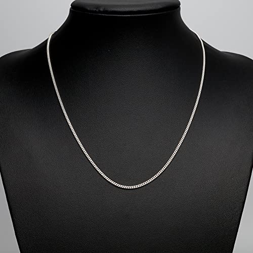 Women's Men's Silver Chain Necklace 925 Sterling Silver 2mm Curb Cuban Trace Chain Length 16" 18" 19" 20" 21" 22" 24" 40/45/48/50/52/55/60 Cm treasurebayb2b