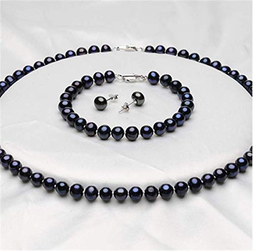 Women's Pearl necklace earrings Set | Elegant and Clasic 7mm Freshwater Pearl Jewellery Set for Women With Sterling Silver Clasp treasurebayb2b