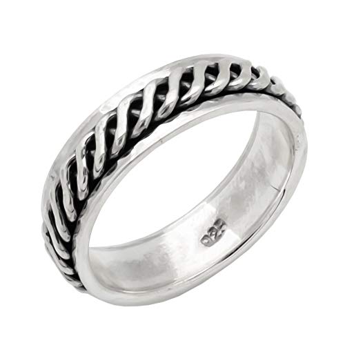 WOMENS MENS 7mm Band Celtic Knot Rope Eternity Twisted Thumb Ring, Spinning Ring 925 Sterling Silver Band treasurebayb2b