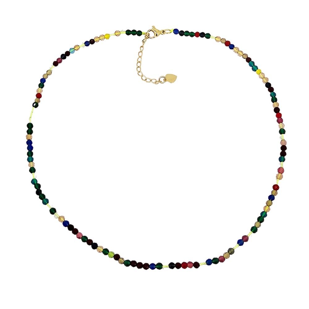 Handmade Womens Girls Crystal Gemstone Beaded Necklace Choker - Natural Gemstones Healing Crystal Birthstone Jewellery treasurebayb2b