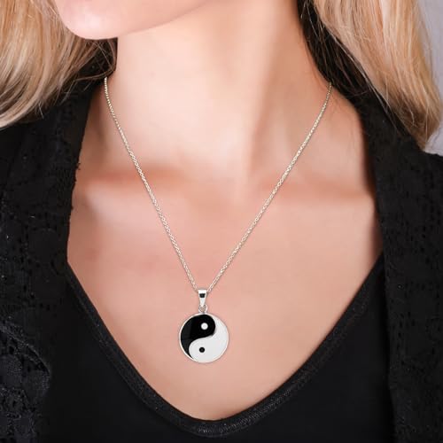 Yin Yang Pendant | Large 925 Sterling Silver Yin Yang Pendant Necklace for Women Men treasurebayb2b
