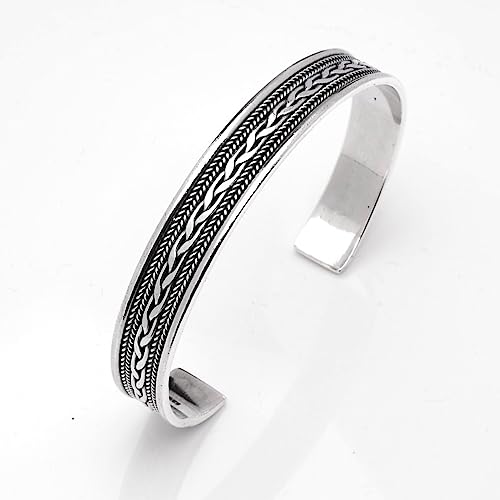 Stunning Mens Solid 925 Sterling Silver Bangle Bracelet treasurebayb2b