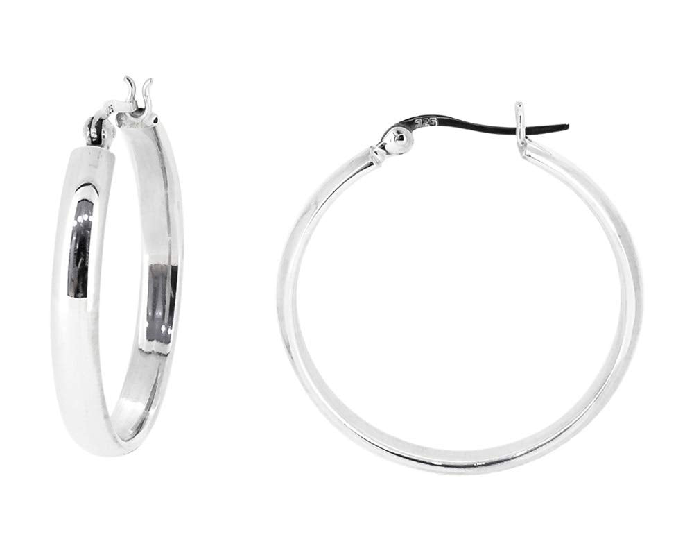 Stunning 925 Sterling Silver 4mm Flat Circle Hoop Earrings For Women and Girls treasurebayb2b
