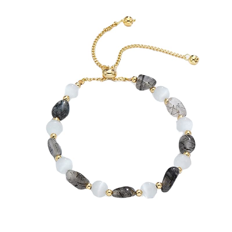 Handmade Womens Natural Gemstone Bracelet | Stress and Anxiety Power Bead Healing Crystal Gemstone Pearl Bracelet - Adjustable Size treasurebayb2b