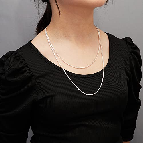 Unisex Men’s Women’s Silver Necklace - Italian 925 Sterling Silver 1.6mm Chain Necklace For Men Women Ladies Girls, Layers Stack Choker Necklace Length 16” 18” 19” 20” 21” 22” 24” and 26 In treasurebayb2b