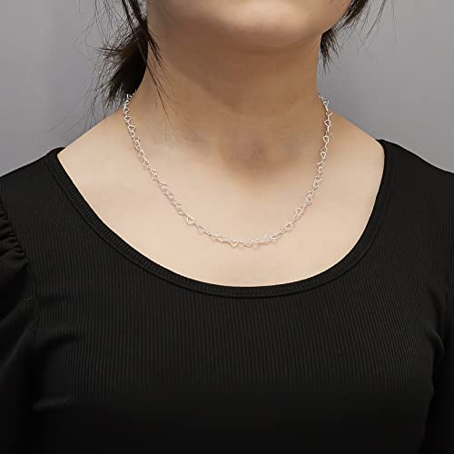 925 Silver Chain Necklace for Women and Girls | Classic Heart Links Chain Choker Necklace Layer Stack Necklace Length 42/46/48/50/52/55/60Cm treasurebayb2b