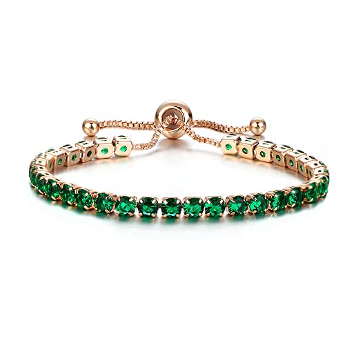 Crystal Adjustable Tennis Bracelet For Women | 14K Gold Plated Cubic Zirconia Classic Tennis Bracelet for Girls treasurebayb2b