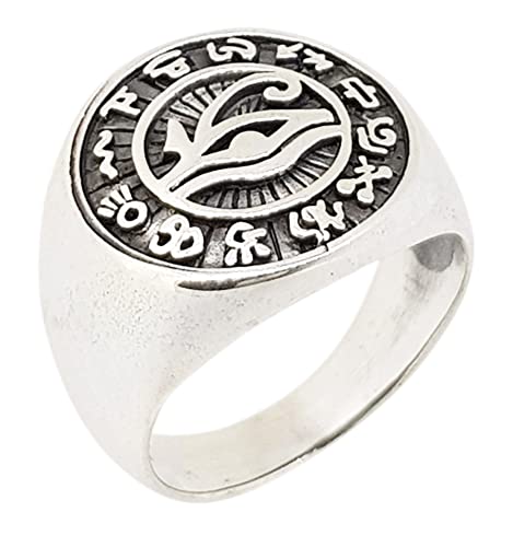 925 Sterling Silver Eyes of Ancient Egypt Ring for Men treasurebayb2b