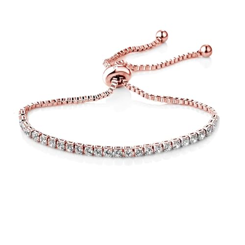Crystal Adjustable Tennis Bracelet For Women | 14K Gold Plated Cubic Zirconia Classic Tennis Bracelet for Girls treasurebayb2b