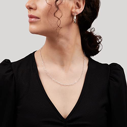 925 Silver Chain Necklace for Women and Girls | Classic Heart Links Chain Choker Necklace Layer Stack Necklace Length 42/46/48/50/52/55/60Cm treasurebayb2b