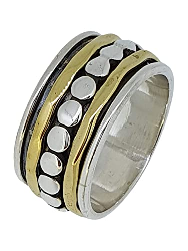 Women's Chunky Silver Ring and Gold Tone Spinning Ring treasurebayb2b