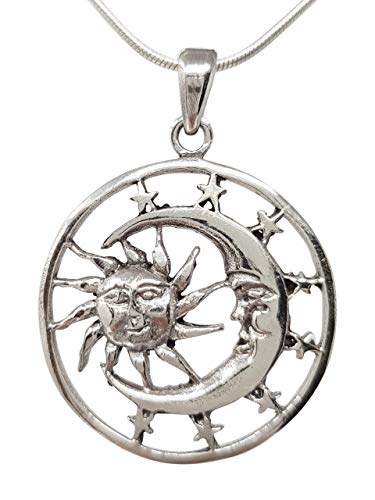 Sun and Moon Silver Pendant Necklace for Women Ladies Girls treasurebayb2b