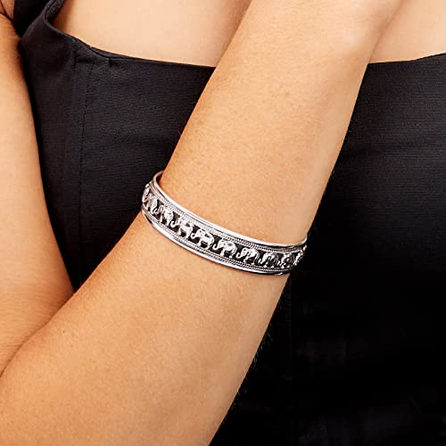 Unique 925 Sterling Silver Elephant Bangle Bracelet for Women and Men | Women's Silver Bangle Bracelet Adjustable treasurebayb2b