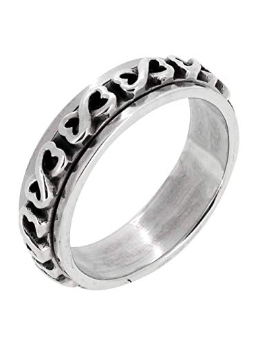 7MM 925 Sterling Silver Celtic Trinity Knot Heart Spinner Ring Stress Relief Ring For Women and Girls Size L M N P R treasurebayb2b