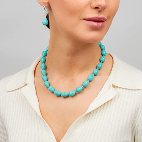 Handmade Teardrop Blue Turquoise Gemstone Necklace For Women treasurebayb2b