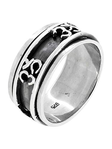 11MM WIDE Spinning Aum Om Design 925 Sterling Silver Ring for Men or Women treasurebayb2b