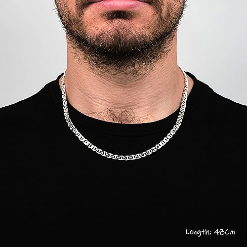 Men's Necklaces Heavy Thick 925 Sterling Silver 6.5MM Mariner Chain Necklace for Men Women Length 50/52/55/60 Cm treasurebayb2b