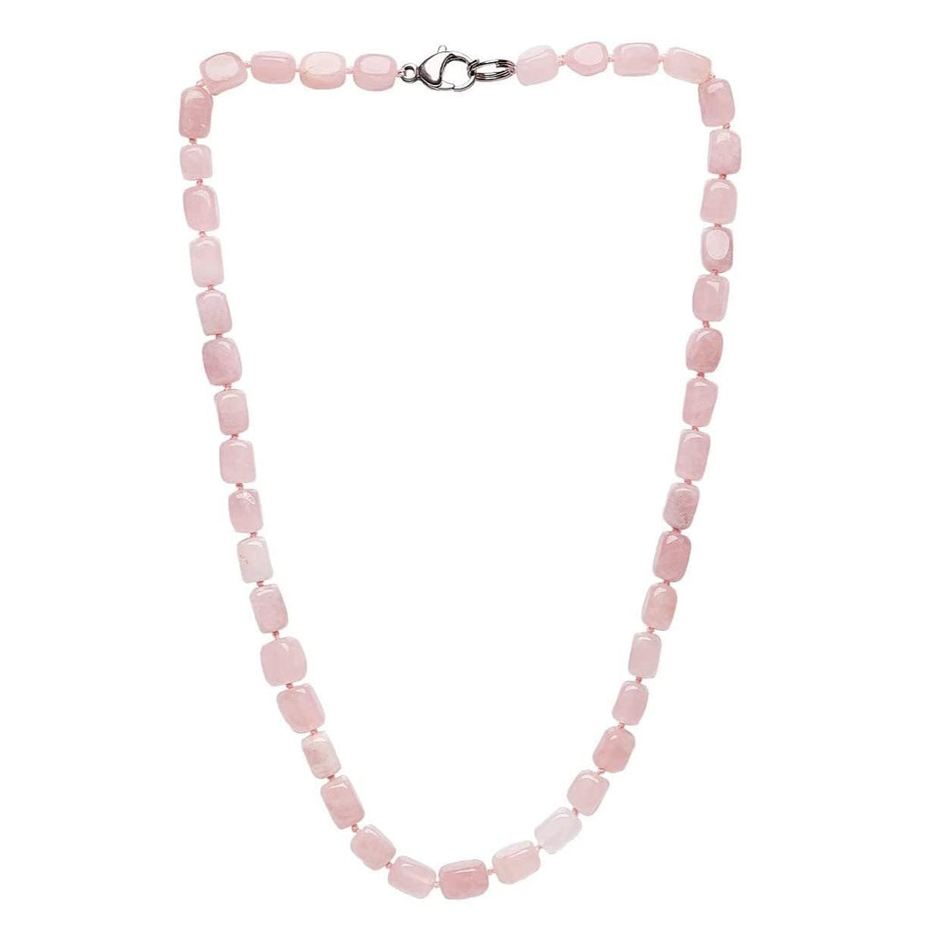 Womens Handmade Natural Gemstone Beaded Necklace - Pink Rose Quartz, Green aventurine, Yellow Agate Beaded Necklace for Women Ladies and Girls treasurebayb2b
