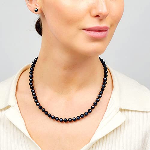 Stunning 7-8mm Natural Freshwater Pearl Necklace For Women and girls | Pearl Necklace colour: White ; Black, Grey treasurebayb2b