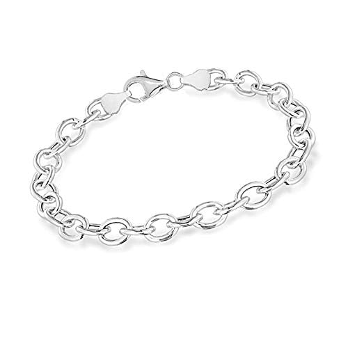 Women's Silver Charm Bracelet Italain 6mm Solid 925 Silver Anchor Chain Bracelet For Ladies Girls 18 19.5cm treasurebayb2b