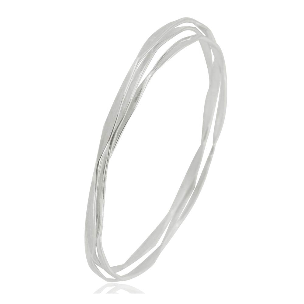 925 Sterling Silver Three Strands Bangle Bracelet For Women and Girls Inner Size 6.5CM treasurebayb2b