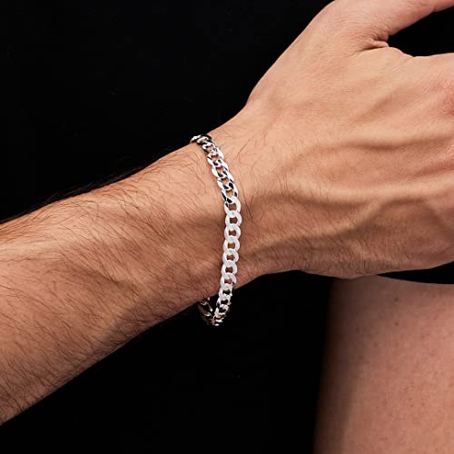 Mens Women's 925 Sterling Silver Chain Bracelet - 6.2mm Curb Chain Length 18.5cm, 19.5cm, and 21cm treasurebayb2b