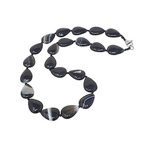 Handmade Beaded Natural Tiger's Eye, Blue Spots, Agate Gemstone Necklace for Women Ladies and Girls - Women's Necklace 18In treasurebayb2b