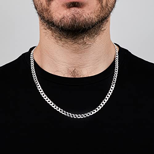 Italian Silver Curb Chain for Men and Women 6.2mm Solid 925 Sterling Silver Cuban Links Chain treasurebayb2b