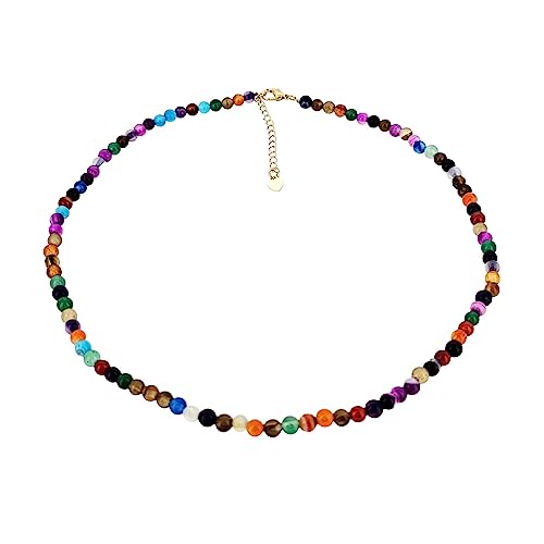 Handmade Womens Girls Beaded Necklace Choker - 4mm Beads Natural Gemstones Healing Crystal Jewellery Necklace treasurebayb2b