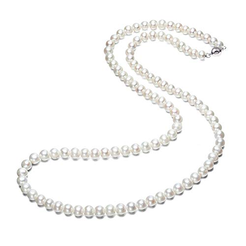 Elegant AA Grade 7mm Natural White Freshwater Pearl Necklace For Women, Ladies and Girls treasurebayb2b
