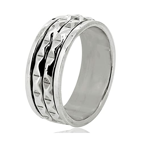 925 sterling Silver Hammered Effect Chunky Spinning Ring for Women and Men treasurebayb2b