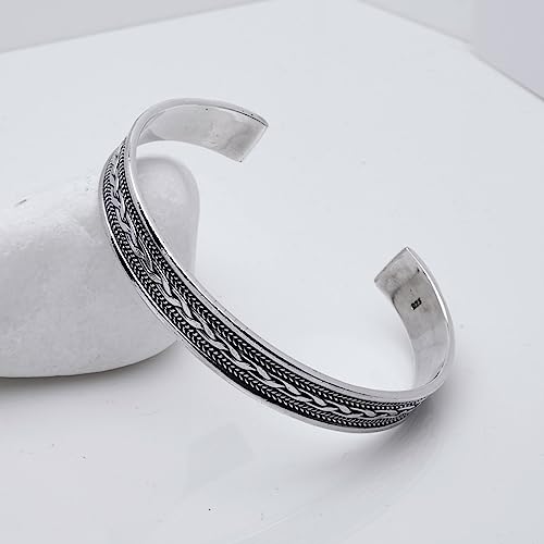 Stunning Mens Solid 925 Sterling Silver Bangle Bracelet treasurebayb2b