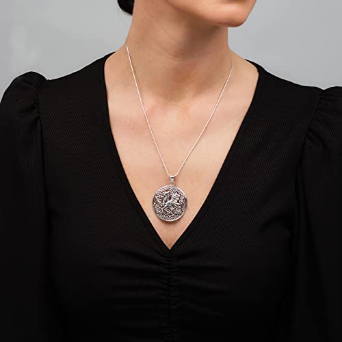 Detailed Dragon Circular Pendant Made from 925 Sterling Silver, Men's, Women's Pendant Necklace treasurebayb2b