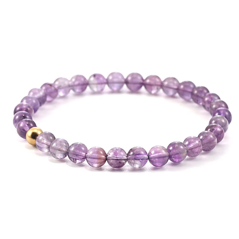 Handmade Womens Mens 6mm Gemstone Bracelet with Golden Bead | Stress and Anxiety Power Bead Healing Crystal Gemstone Bracelet treasurebayb2b